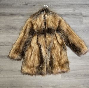 Faux Fur Coat - Brown Size S